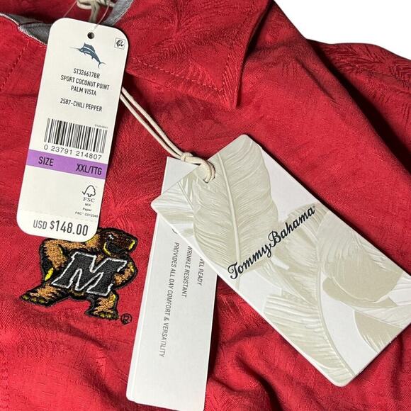 Tommy Bahama Maryland Terrapins Button Coconut Hawaiian‎ Shirt XXL Tencel NWT - Picture 6 of 11